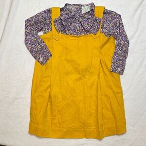 EUC* Grace & James yellow houndstooth jumper & purple floral top 4t